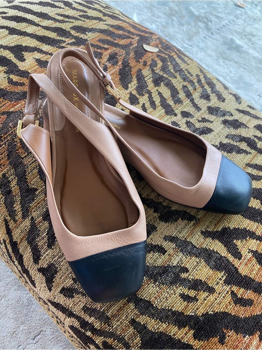Margaux Nude and Black Two-Tone Slingback Flats
